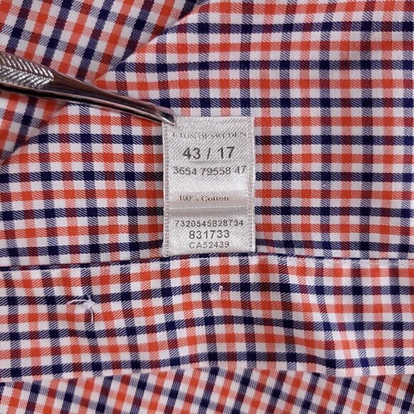 Eton Slim Fit Mens Size 43/17 Button Up Multicolor Check Long Sleeve Dress Shirt - Picture 12 of 16